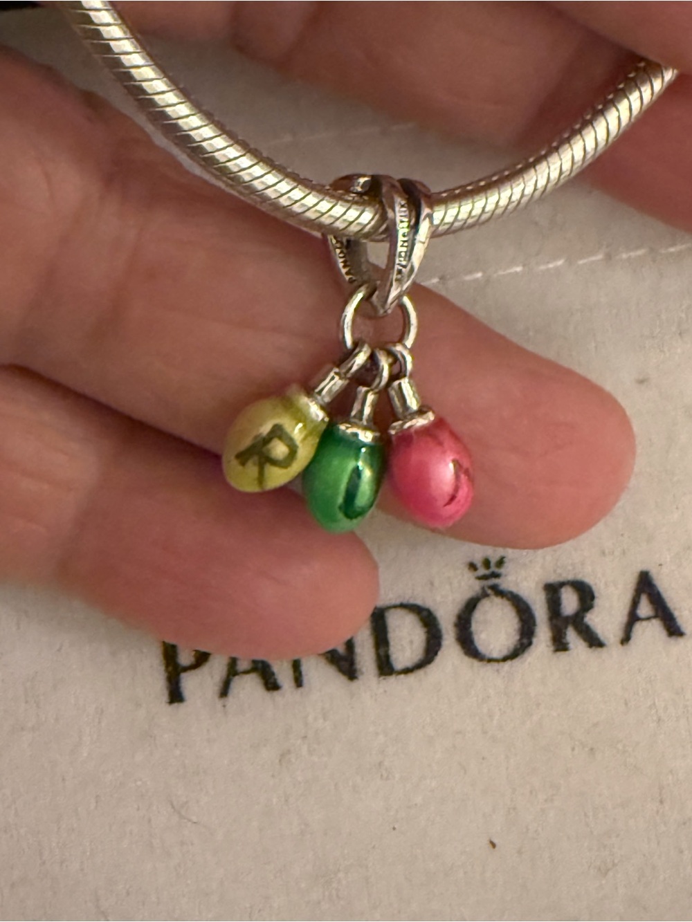 Pandora Pink, Green & Yellow Enamel Egg Charm Trio